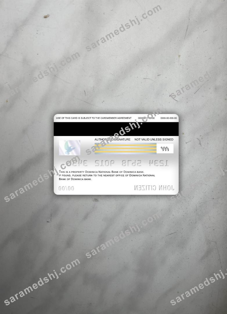 Dominica National bank of dominica bank visa debit card photolook back
